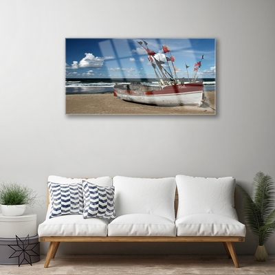 Staklena slika za zid Sea Beach Boat Landscape