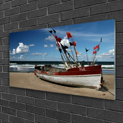 Staklena slika za zid Sea Beach Boat Landscape