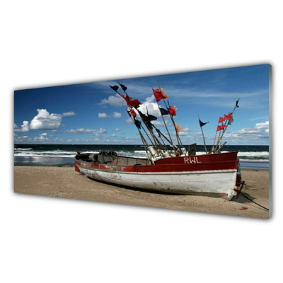 Staklena slika za zid Sea Beach Boat Landscape