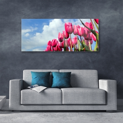 Staklena slika Tulipan na zidu
