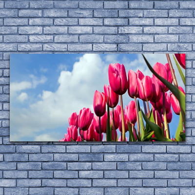 Staklena slika Tulipan na zidu