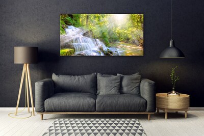 Staklena slika za zid Vodopad šumske prirode
