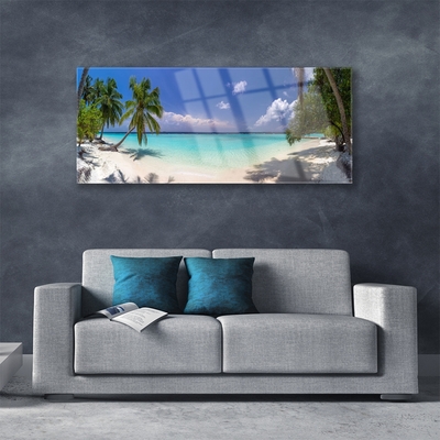 Staklena slika Sea Beach Palm Tree Landscape