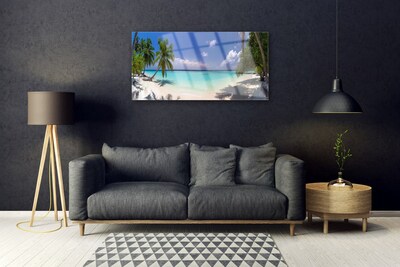 Staklena slika Sea Beach Palm Tree Landscape