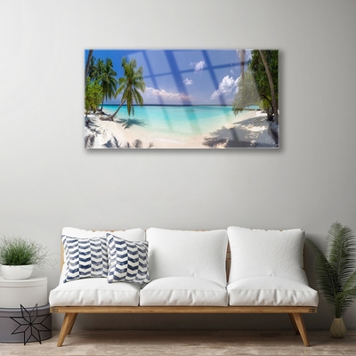 Staklena slika Sea Beach Palm Tree Landscape