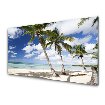 Staklena slika za zid Sea Beach Palm Tree Landscape