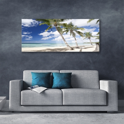 Staklena slika za zid Sea Beach Palm Tree Landscape