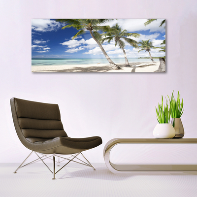 Staklena slika za zid Sea Beach Palm Tree Landscape