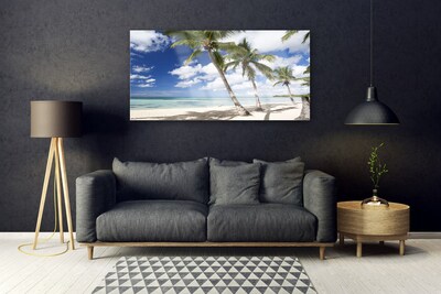 Staklena slika za zid Sea Beach Palm Tree Landscape