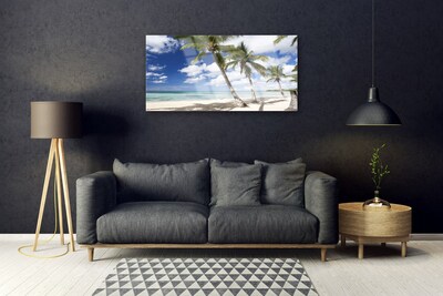 Staklena slika za zid Sea Beach Palm Tree Landscape