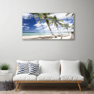 Staklena slika za zid Sea Beach Palm Tree Landscape