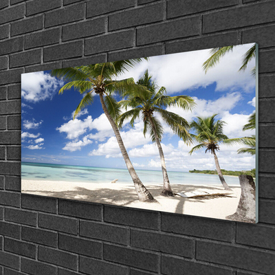 Staklena slika za zid Sea Beach Palm Tree Landscape