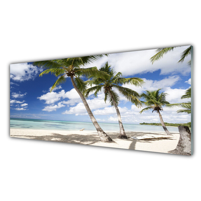 Staklena slika za zid Sea Beach Palm Tree Landscape