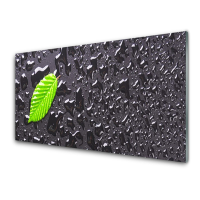 Staklena slika Leaf Drops Art