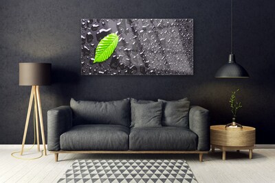 Staklena slika Leaf Drops Art