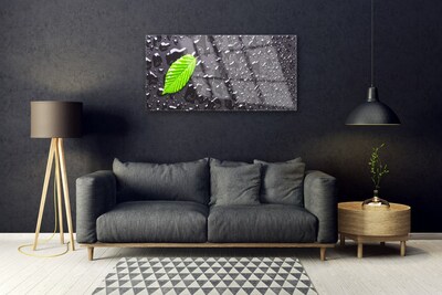 Staklena slika Leaf Drops Art