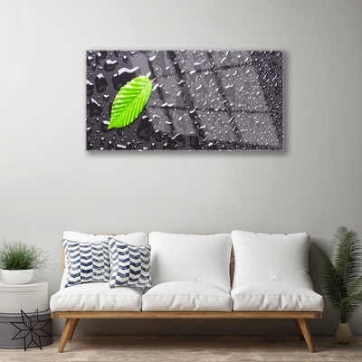 Staklena slika Leaf Drops Art