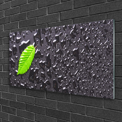 Staklena slika Leaf Drops Art