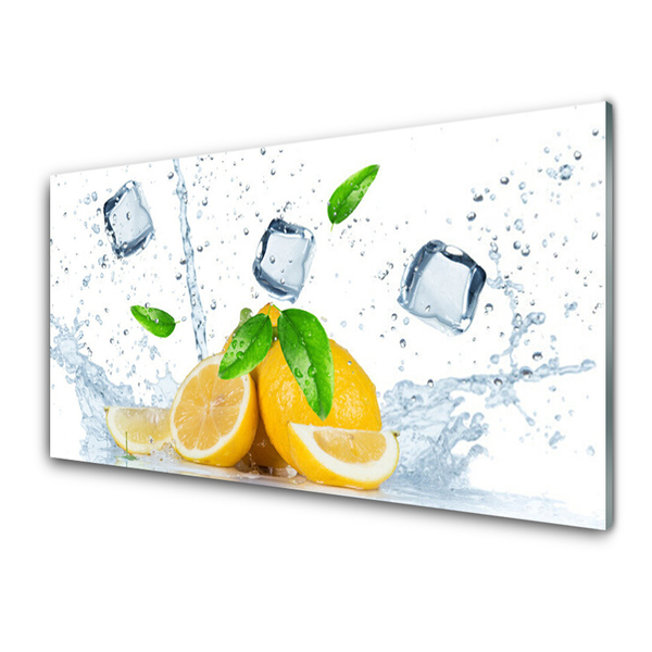 Staklena slika za zid Lemon Ice Cubes Kitchen