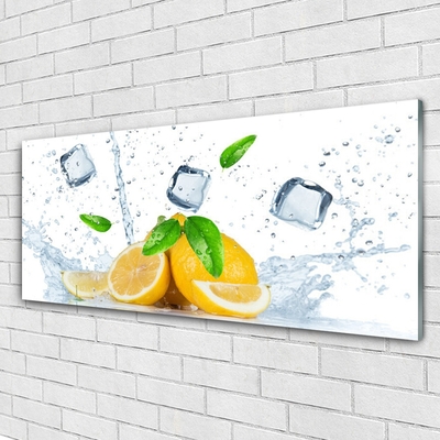 Staklena slika za zid Lemon Ice Cubes Kitchen