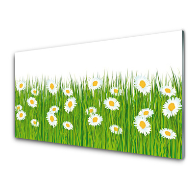 Staklena slika Grass Daisies Priroda