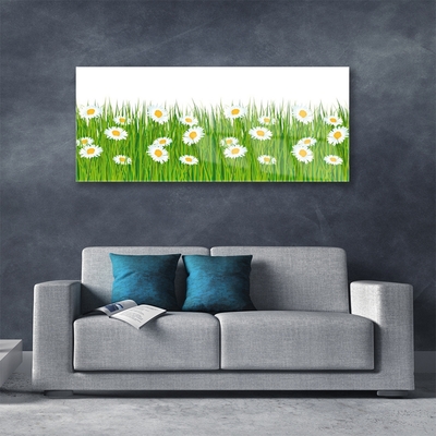 Staklena slika Grass Daisies Priroda