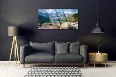 Staklena slika za zid Krajolik planinskog jezera