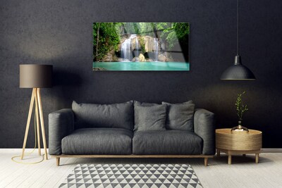 Staklena slika Vodopad Drvo Priroda