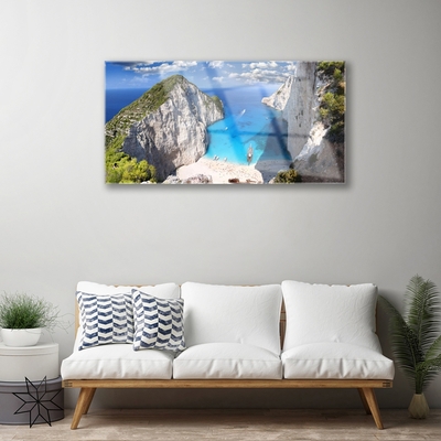 Staklena slika Bay Mountain Beach Landscape