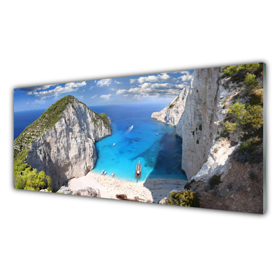 Staklena slika Bay Mountain Beach Landscape