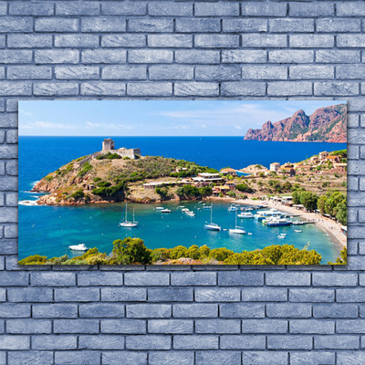 Fotografija na staklu Bay Mountain Beach Landscape