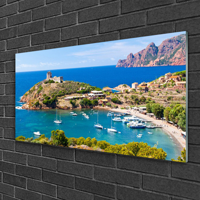 Fotografija na staklu Bay Mountain Beach Landscape