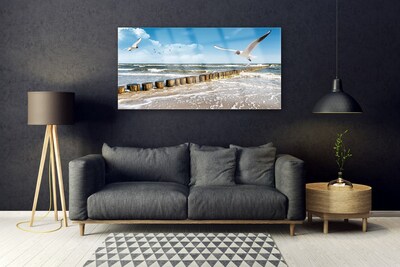 Fotografija na staklu Morski pejzaž galebova