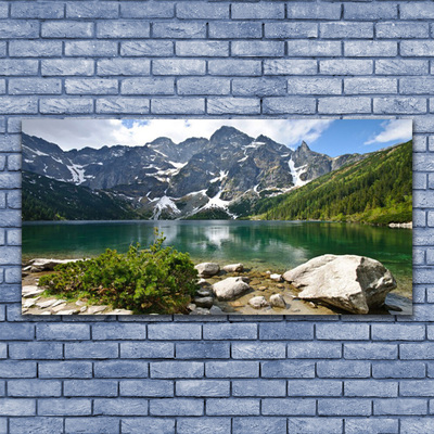 Staklena slika Jezerski planinski krajolik