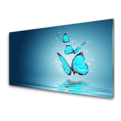 Staklena slika za zid Blue Butterflies Water Art