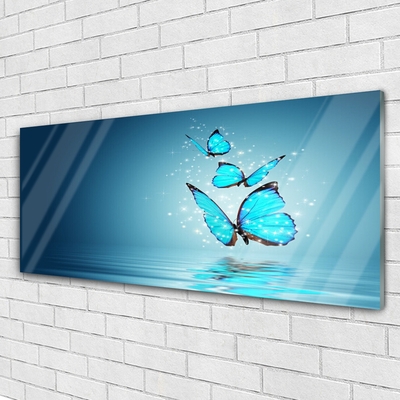 Staklena slika za zid Blue Butterflies Water Art