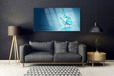 Staklena slika za zid Blue Butterflies Water Art