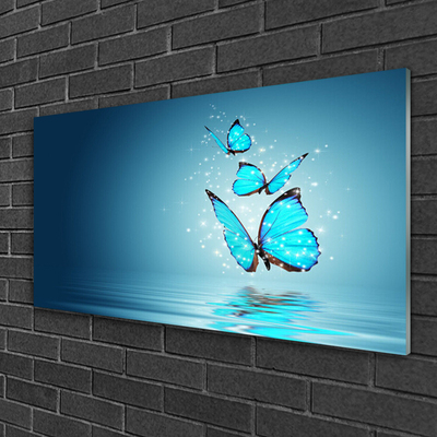 Staklena slika za zid Blue Butterflies Water Art