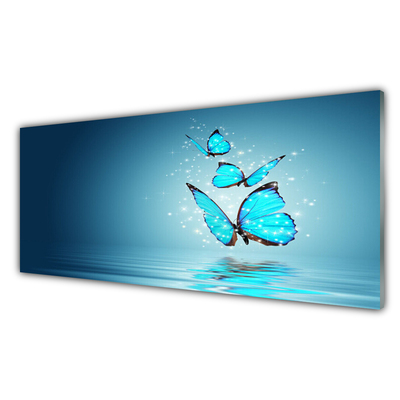 Staklena slika za zid Blue Butterflies Water Art