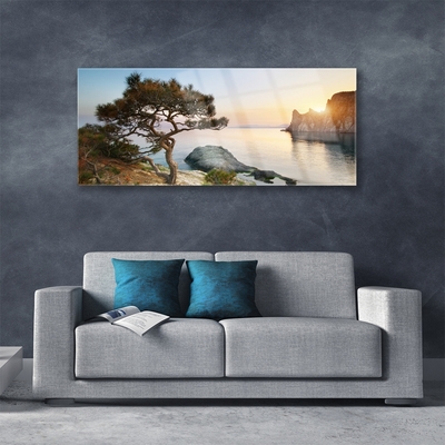 Staklena slika za zid Krajolik stabla jezera
