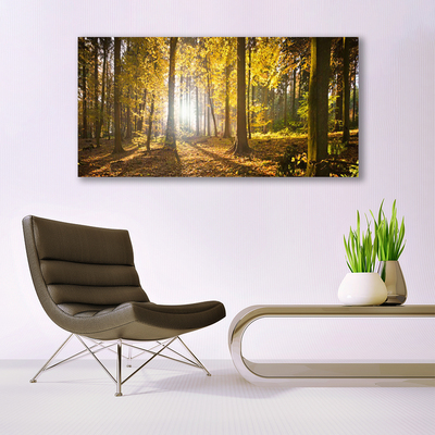 Staklena slika za zid Šumsko lišće Biljna priroda