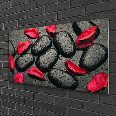 Staklena slika za zid Petals Stones Art