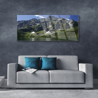 Staklena slika Planine Jezero Šumski krajolik