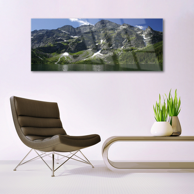 Staklena slika Planine Jezero Šumski krajolik