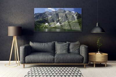 Staklena slika Planine Jezero Šumski krajolik