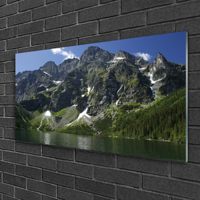 Staklena slika Planine Jezero Šumski krajolik