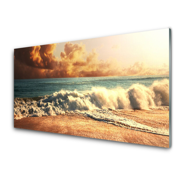 Staklena slika Ocean Beach Waves Landscape