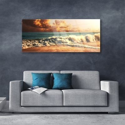 Staklena slika Ocean Beach Waves Landscape