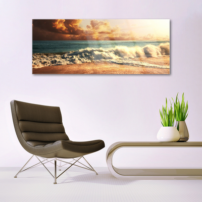 Staklena slika Ocean Beach Waves Landscape