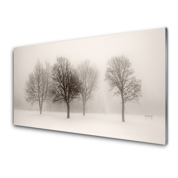 Staklena slika Pejzaž snježnih stabala